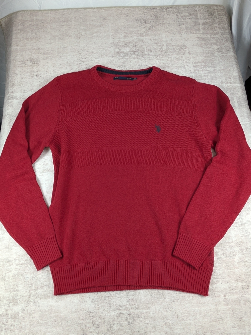 U.S. Polo Assn. Men's Red Crewneck Sweater with Embroidered Logo